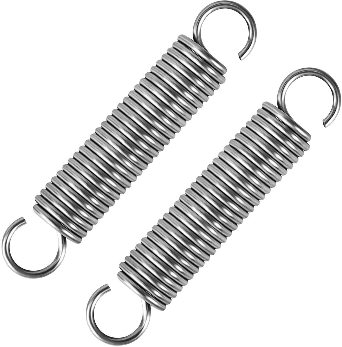 Tension Springs 50 mm met Dubbele Haak - RVS Draad 1.5 mm, Buitenmaat 12 mm, Geschikt voor 6 kg - 2 Stuks voor Diverse Toepassingen