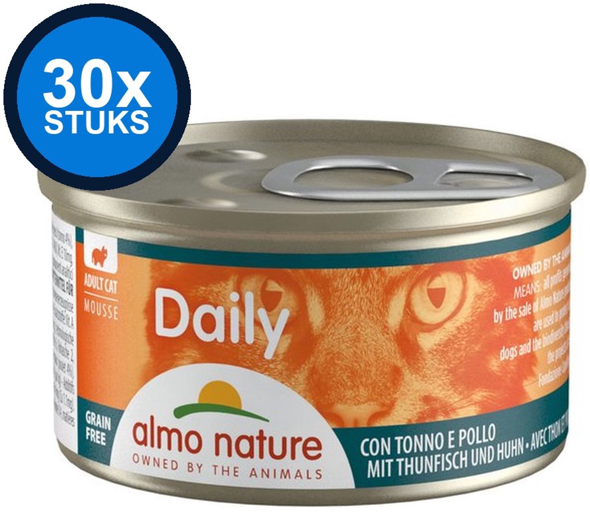 30x Almo Nature Daily Mousse - Tonijn & Kip - Kattenvoer Natvoer - 85g