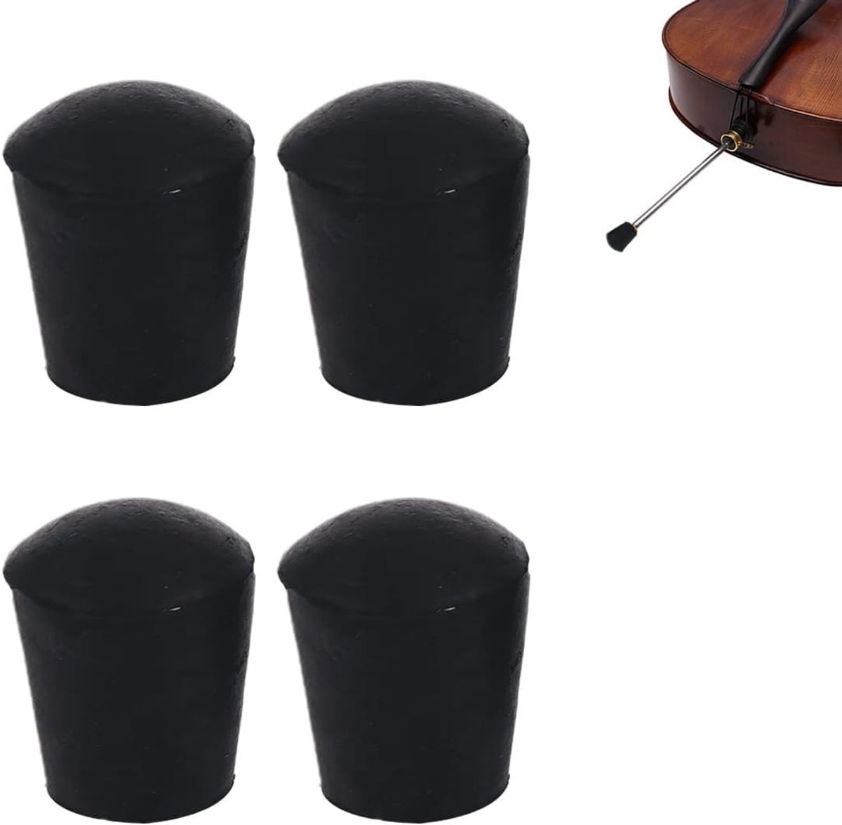 Set van 4 rubberen teenbeschermers voor contrabas, antislip rubberen uiteinden, bescherming en grip