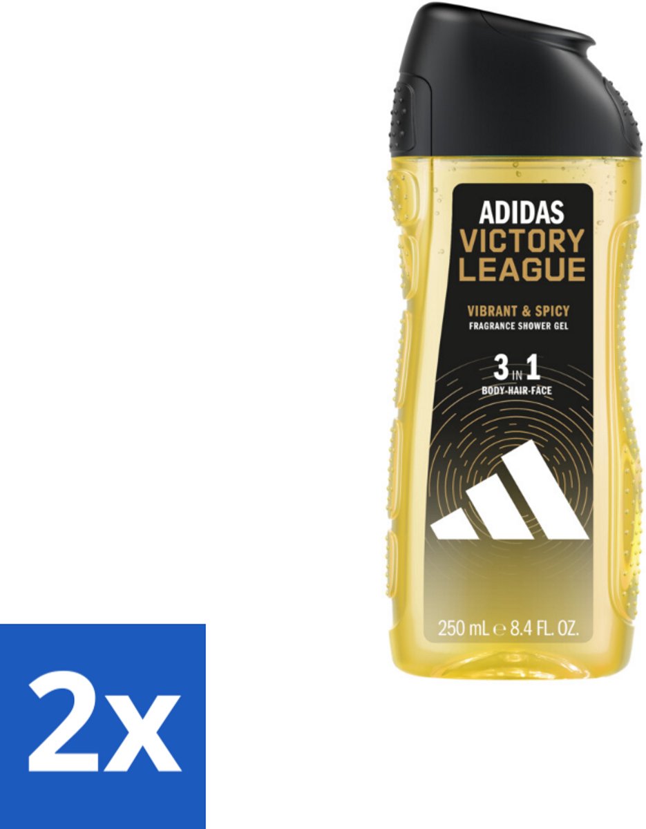 2 x Adidas Shower Gel Victory League 250 ml - Douchegel - 3-in-1 - Lichaam - Gezicht - Haar