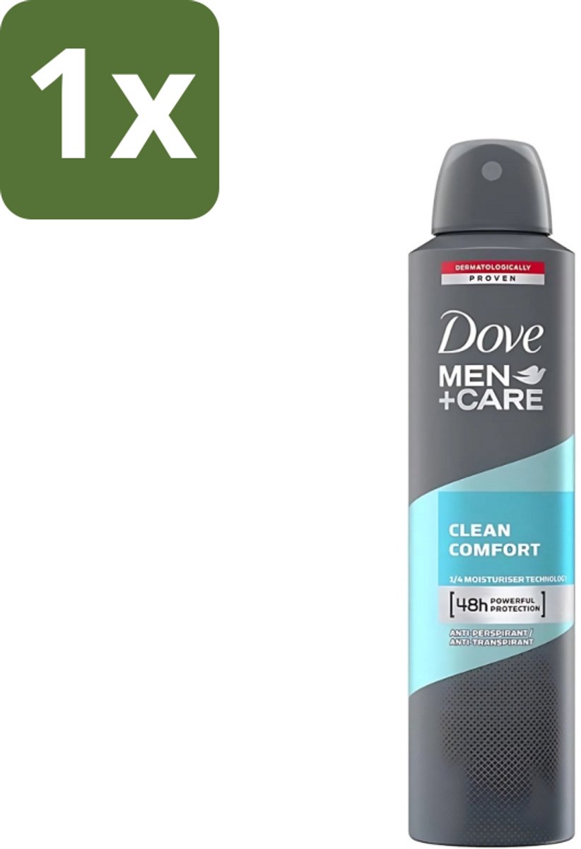 1 x Dove - Deodorant - Men Care Clean Comfort - Comfort en verzorging - 48 uur bescherming - 250 ml - Deodorant Voor Mannen - 48 Uur Bescherming - Huidverzorging - Zweet En Geur - Mannelijke Verzorging