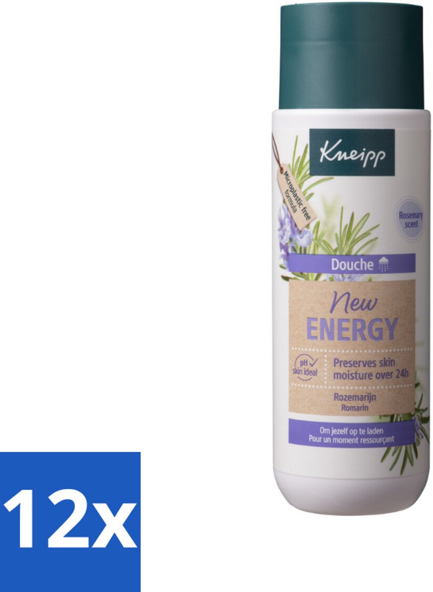 12 x Kneipp Douche New Energy 200 ml - Douchegel - Energie - Rozemarijn - Natuurlijke Geur - Hydraterend