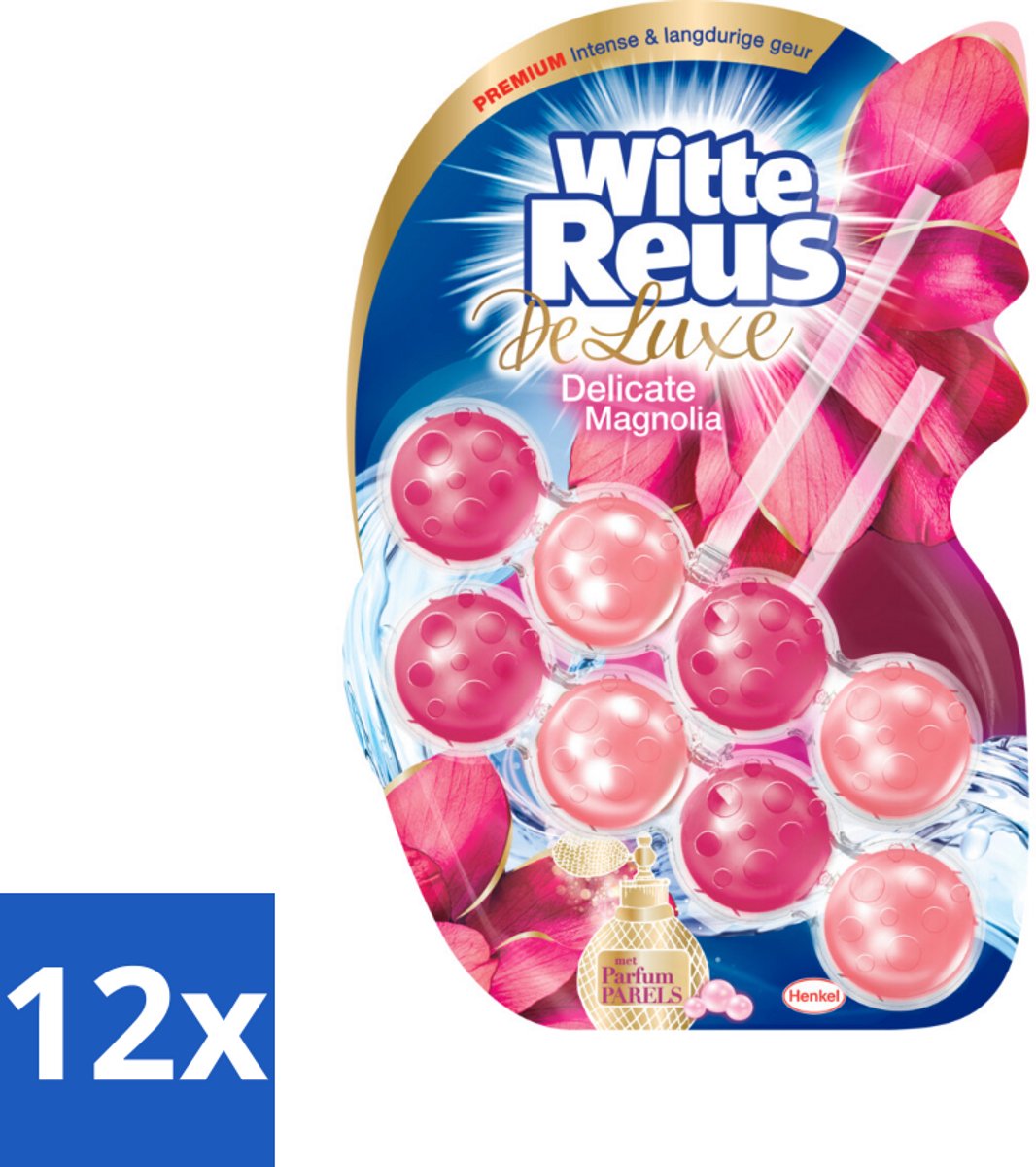 12 x Witte Reus Toiletblok DeLuxe Delicate Magnolia 2 stuks per verpakking - Toiletblok - Toiletgeur - Toilet Reinigen - Toilet Hygiëne - Toilet Verzorging