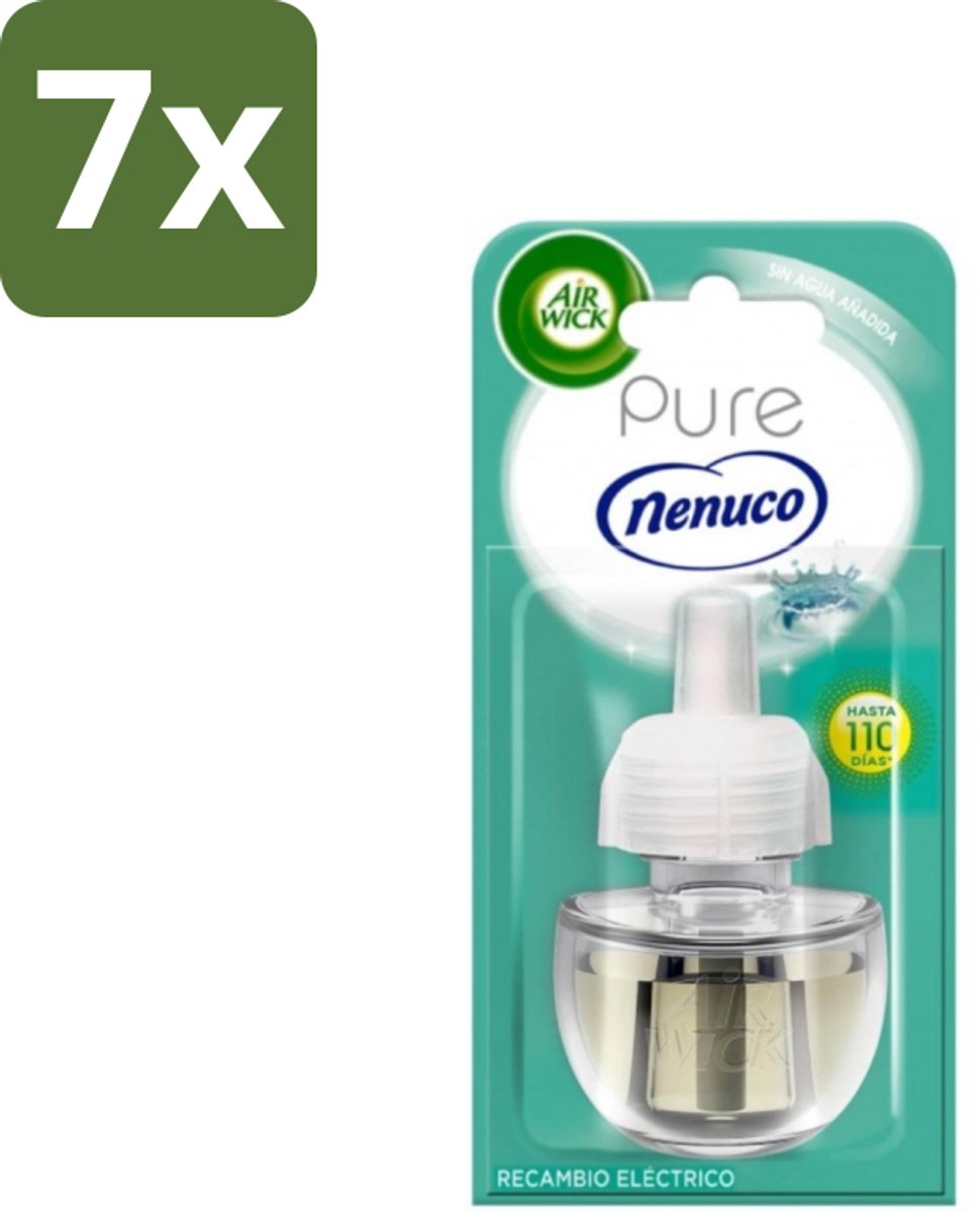 7 x Air Wick - Luchtverfrisser Navulling - Pure Nenuco - Elektrische Geurverspreider - 19 ml - Nenuco Geur - Luchtverfrisser - Elektrische Geurverspreider - Navulling - Essentiële Oliën