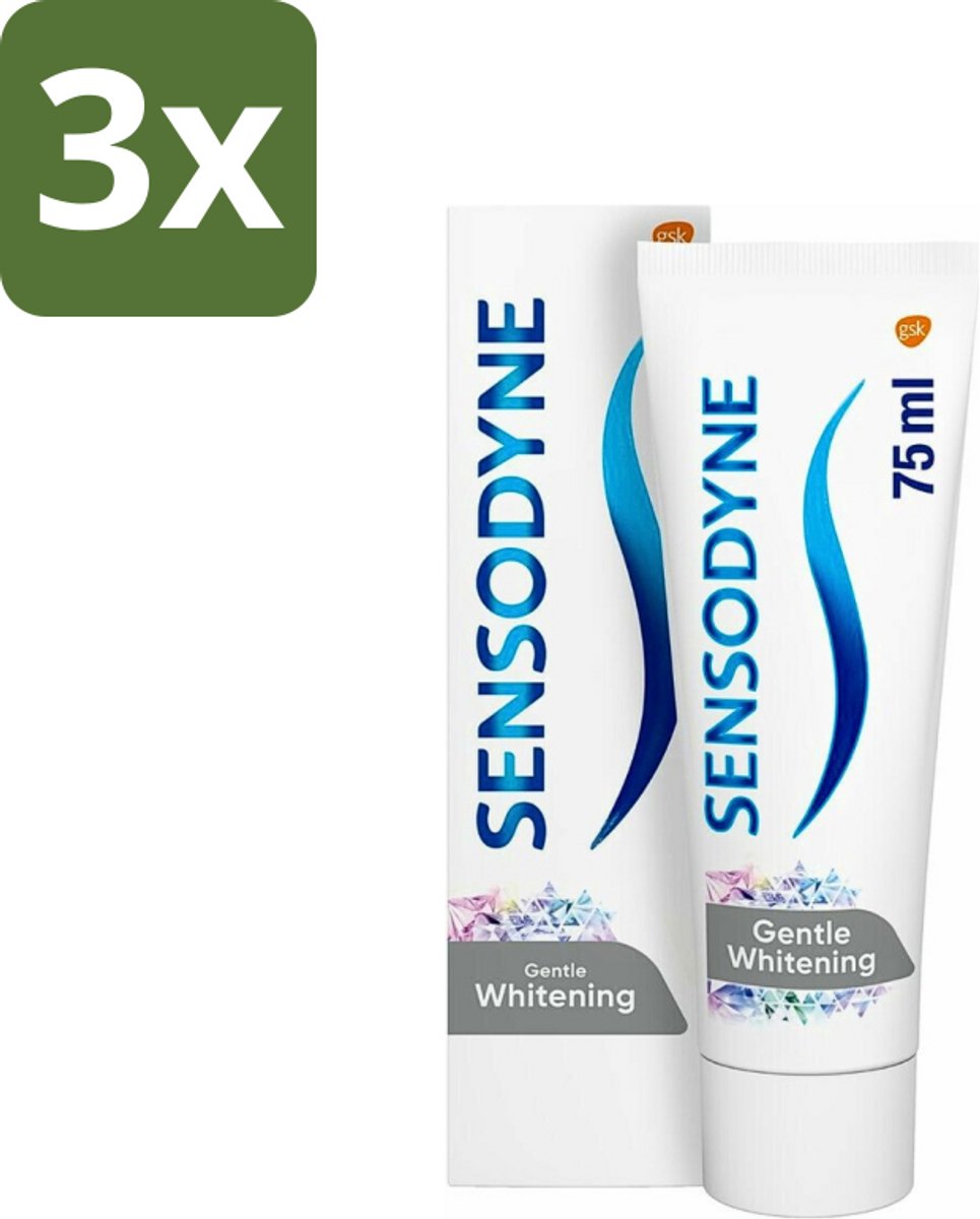 3 x Sensodyne - Tandpasta - Gentle Whitening - Milde Reiniging - 75 ml - Gevoelige Tanden - Wittere Tanden - Milde Whitening - Tandpasta - Tandglazuur