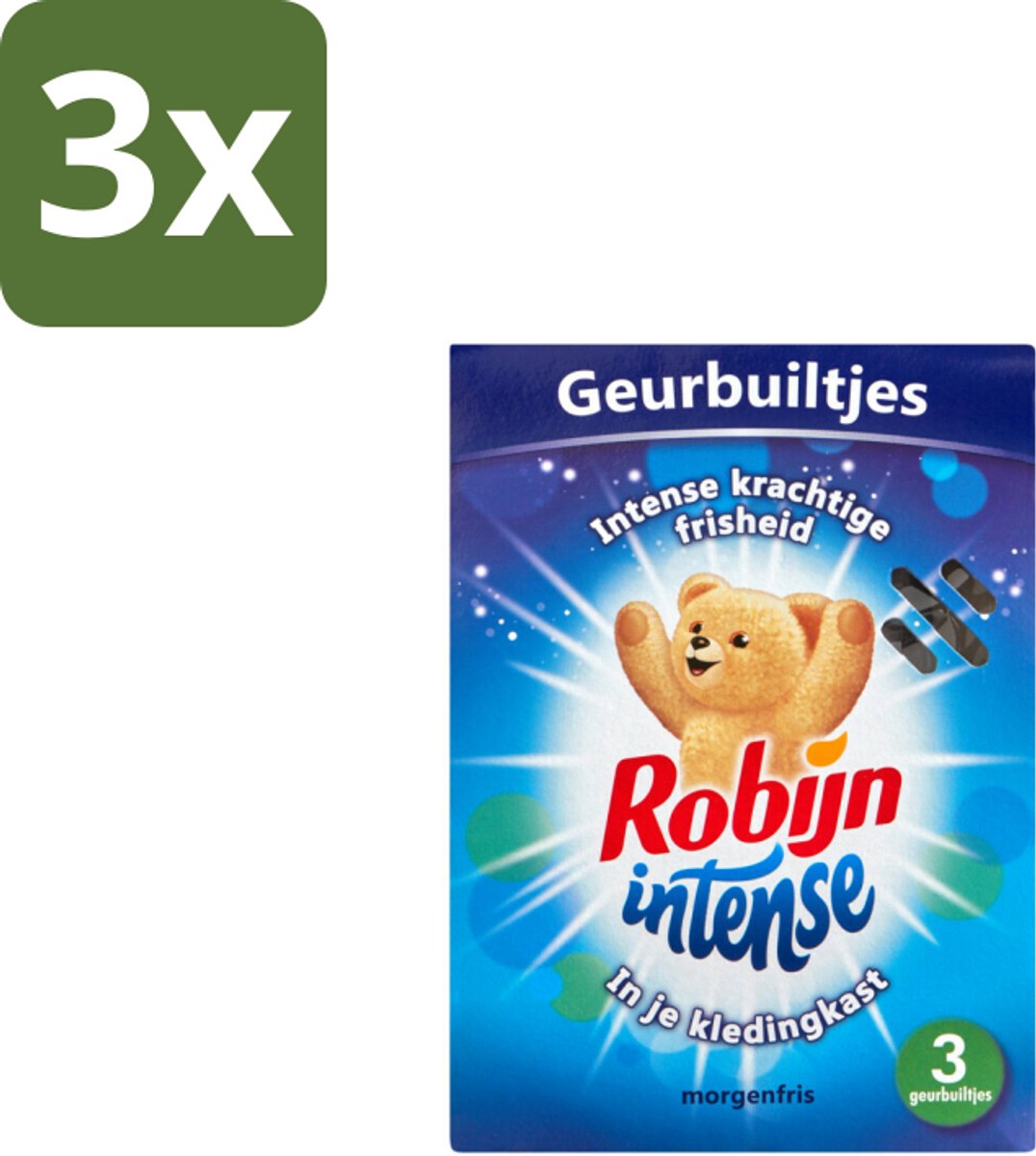 3 x Robijn Geurbuiltjes Intense 3 stuks per verpakking - Geur In Kleding - Langdurige Geur - Frisse Geur - Geurbuiltjes - Kledingkast Geur