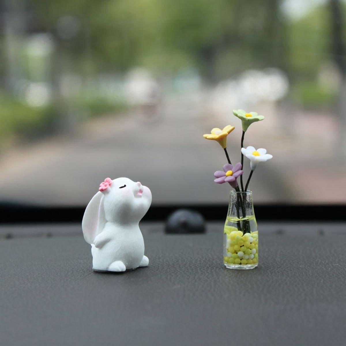 Solidchoice - Grappige Auto-interieurdecoratie met Haas en Vaas - Hars Dashboard Ornament
