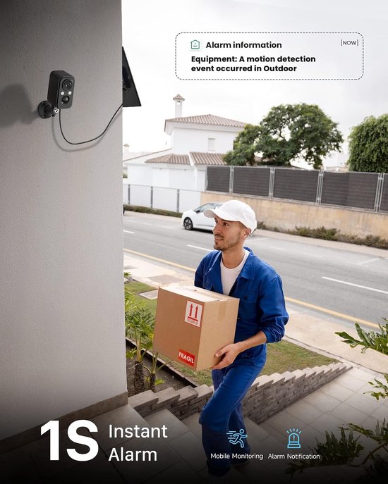 Beveiligingscamera Buiten - Draadloze Camera - Woning Bewaken - Met Zonnepaneel - 1080P Resolutie - Zwart — afbeelding 5