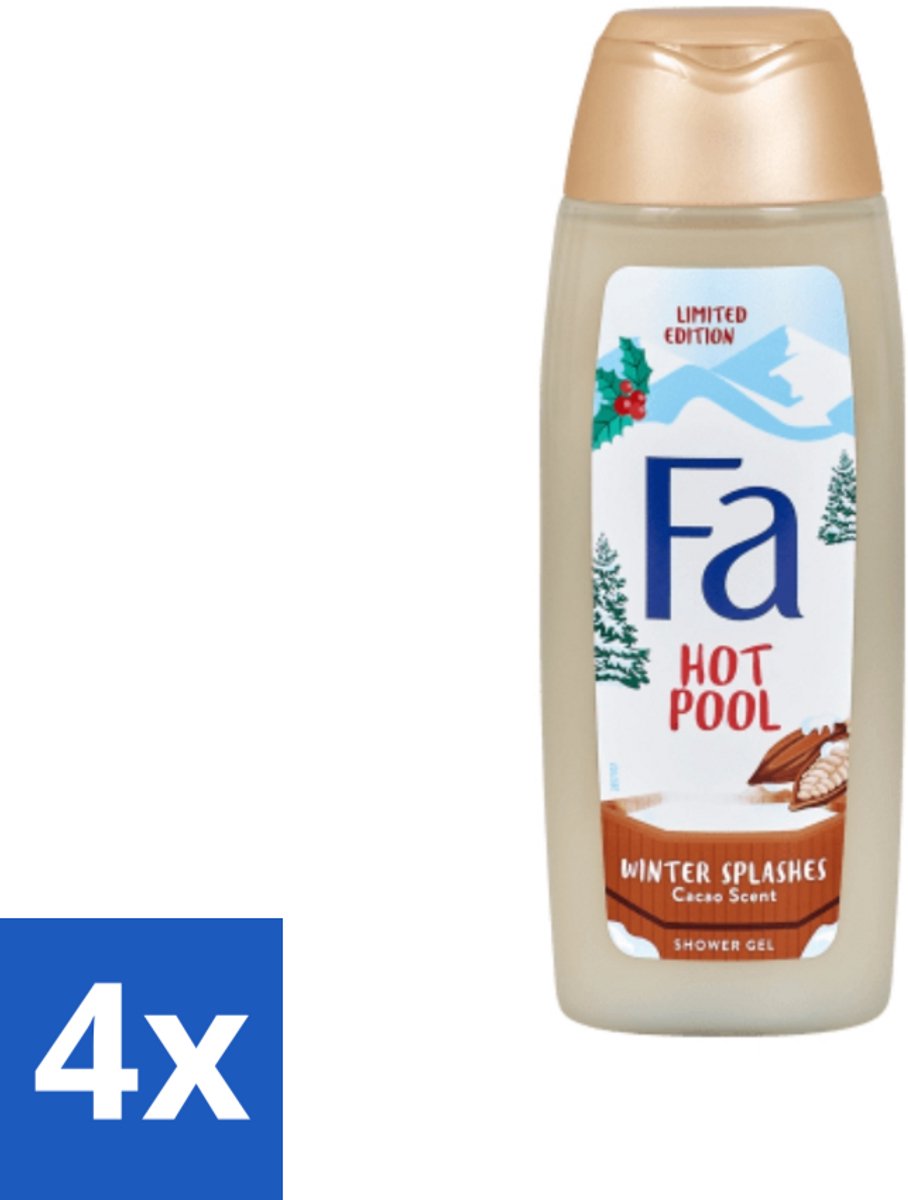 4 x Fa - Douchegel - Winter Splashes Hot Pool Cacao - Warm & Verwarmend - Verzachtend - 250 ml - Douchegel - Winter - Verwarmend - Cacao - Verzachtend