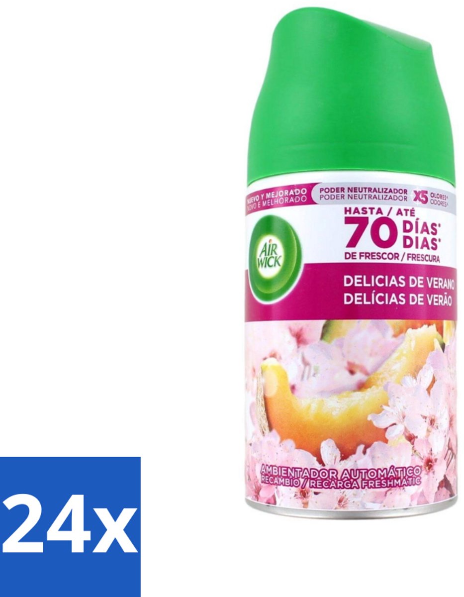 Air Wick - Luchtverfrisser Navulling - Zalige Zomer - Automatische Spray - 250 ml - Voordeelverpakking - 24 stuks