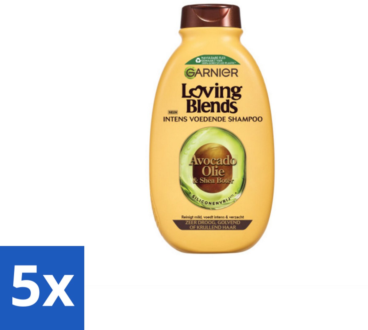 5 x Garnier Loving Blends Avocado Olie en Shea Boter Shampoo 300 ml - Avocado Olie Shampoo - Shea Boter Shampoo - Droog Haar Shampoo - Pluizig Haar Shampoo - Intensieve Voeding Shampoo