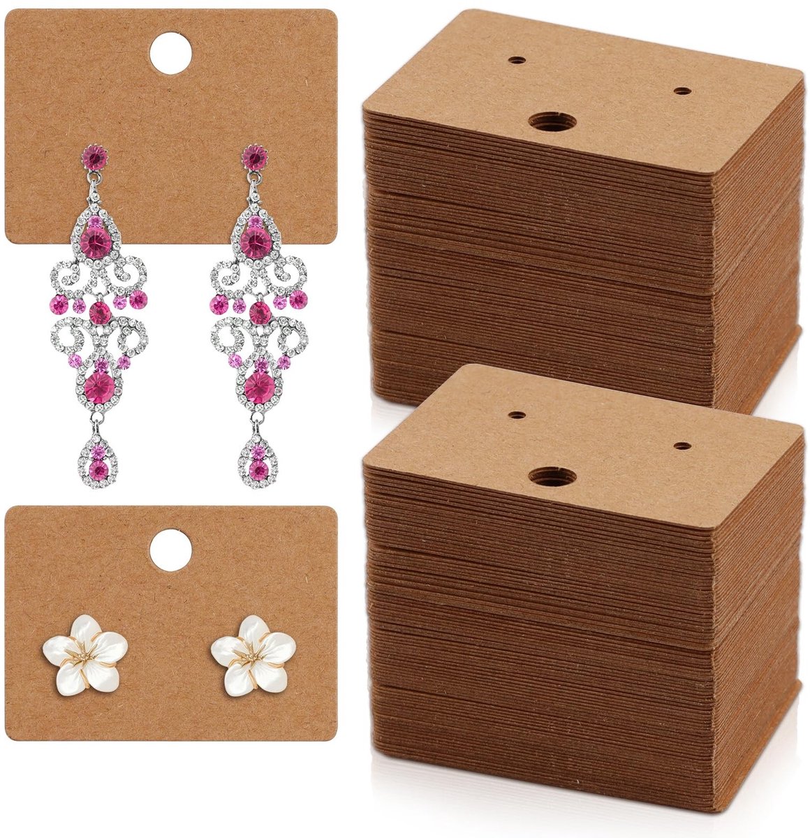 Elzusha - 200 Stuks Earring Display Cards van Kraftpapier