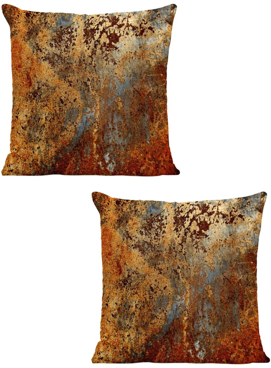 Elzusha - Set van 2 Dubbelzijdige Kussenslopen 45x45 cm Roest Metaal