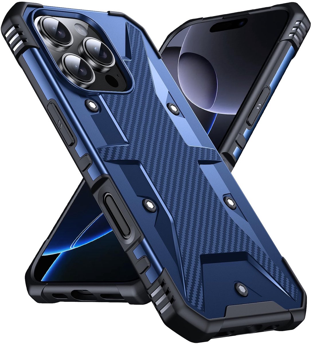 Elzusha - iPhone 16 Pro Hoes - Militaire Bescherming - Blauw