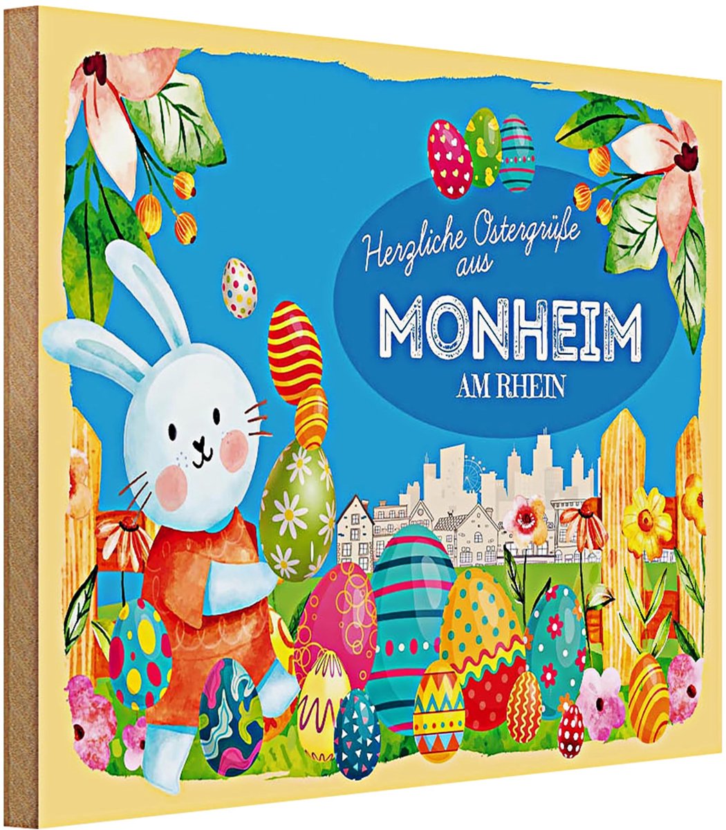 Elzusha - Houten Postkaart - Warm Pasen Groeten - 40 x 30 cm