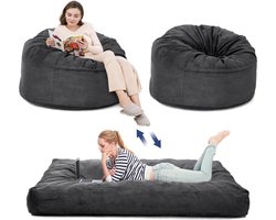 Gudalio Zitzak - Bean Bag - Lounge Bed - Zitzak stoel - 2-in1 - Verstelbaar - Wasbare Hoes - 120x70cm/200x150x25cm - Donkergrijs