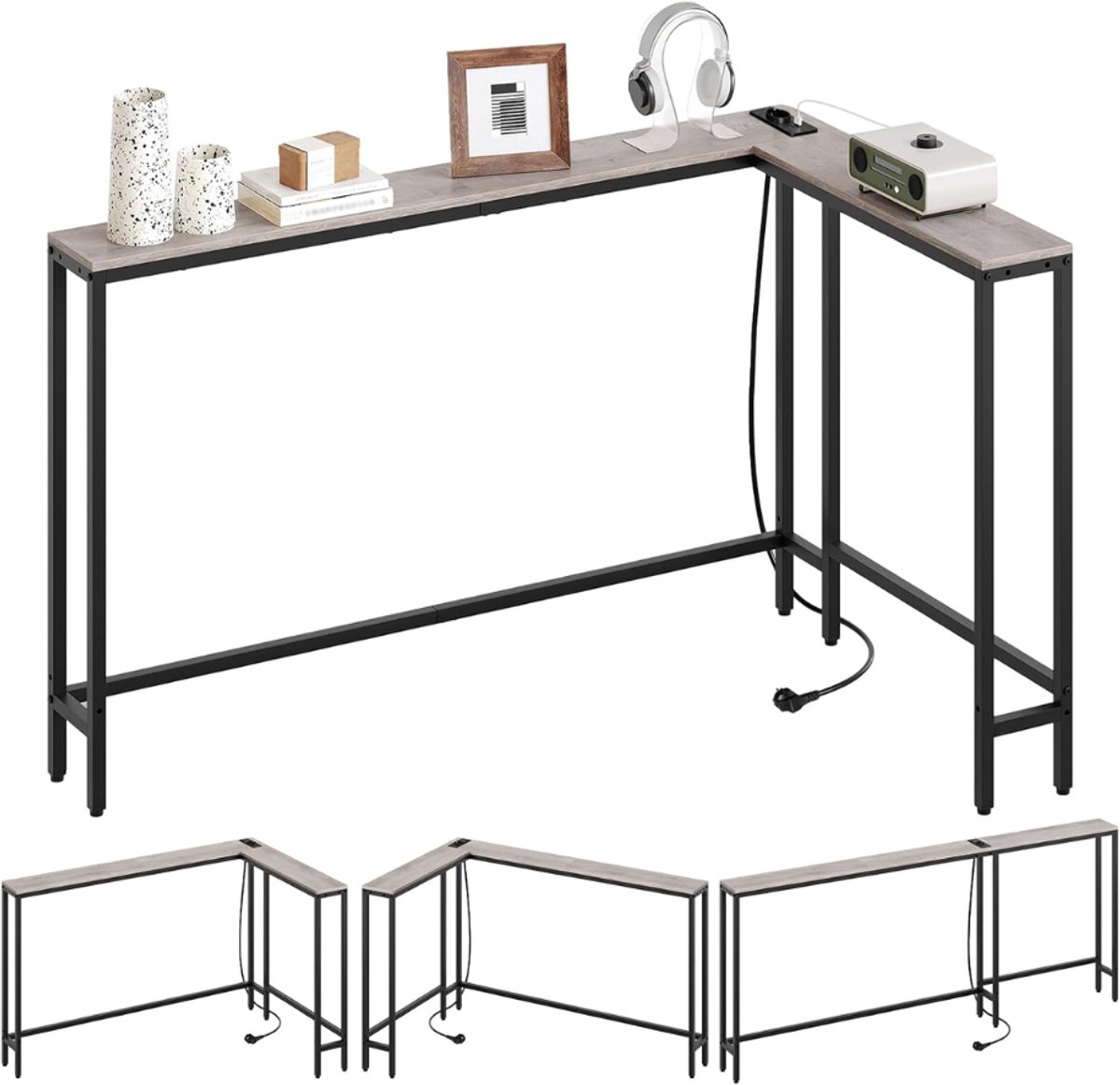 ZRNS® Wandtafel - Halftafel met Lades - Sidetable Industrieel - Console Tafel - Stopcontact en USB Poorten - 180 cm - Beige