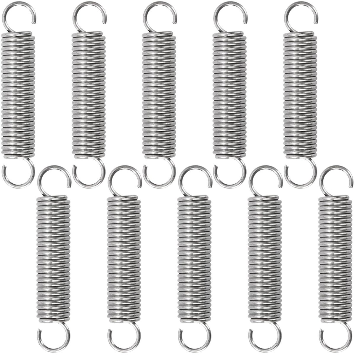 Tension Springs 40 mm met haken, roestvrijstalen veer, buitendiameter 8 mm, draaddiameter 1 mm, veerkracht 2.8 kg, set van 10 voor diverse toepassingen