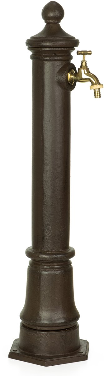 Moritz waterkraan voor in de tuin, waterzuil in antieke stijl, bruin, 80 cm, staande fontein