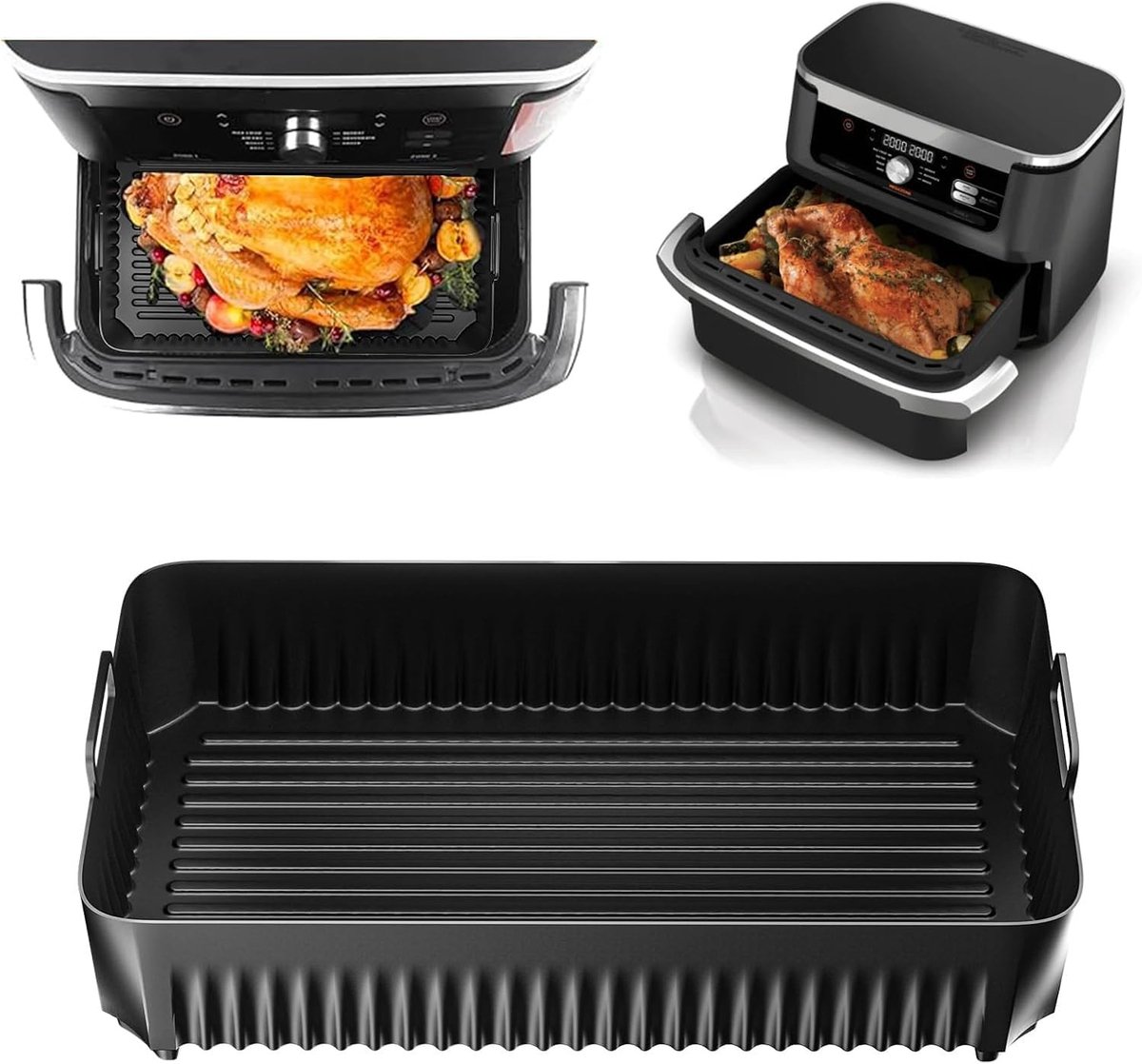 Grote Siliconen Inzetstukken voor Airfryer - Flexibele Tray Accessoires voor 10.4 L Koken, Bakken en Grillen