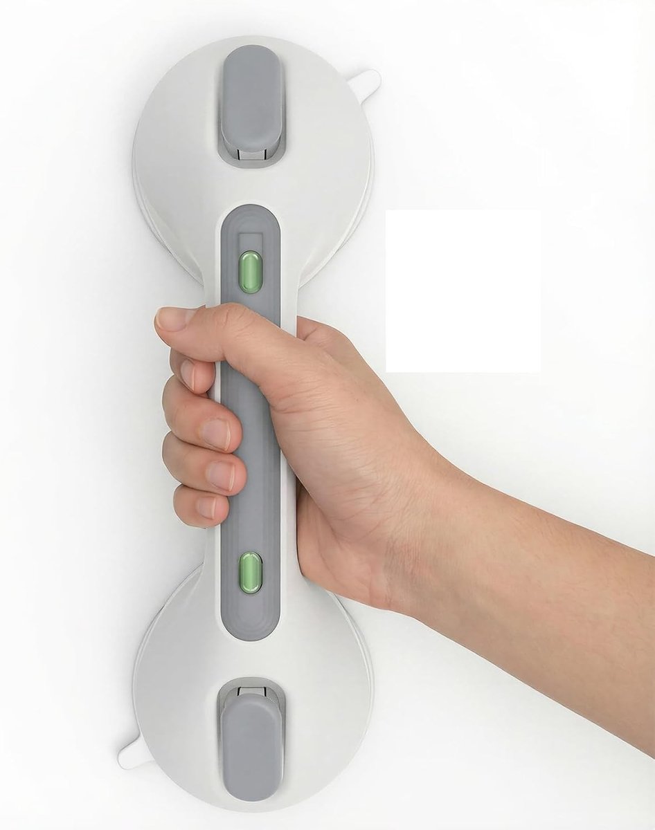 Veilige Douchehandgreep voor Ouderen, 30 cm Suction Cup Handgreep, Geen Boren Nodig, Antislip Steun voor Badkamer, Waterdicht en Eenvoudig te Bevestigen