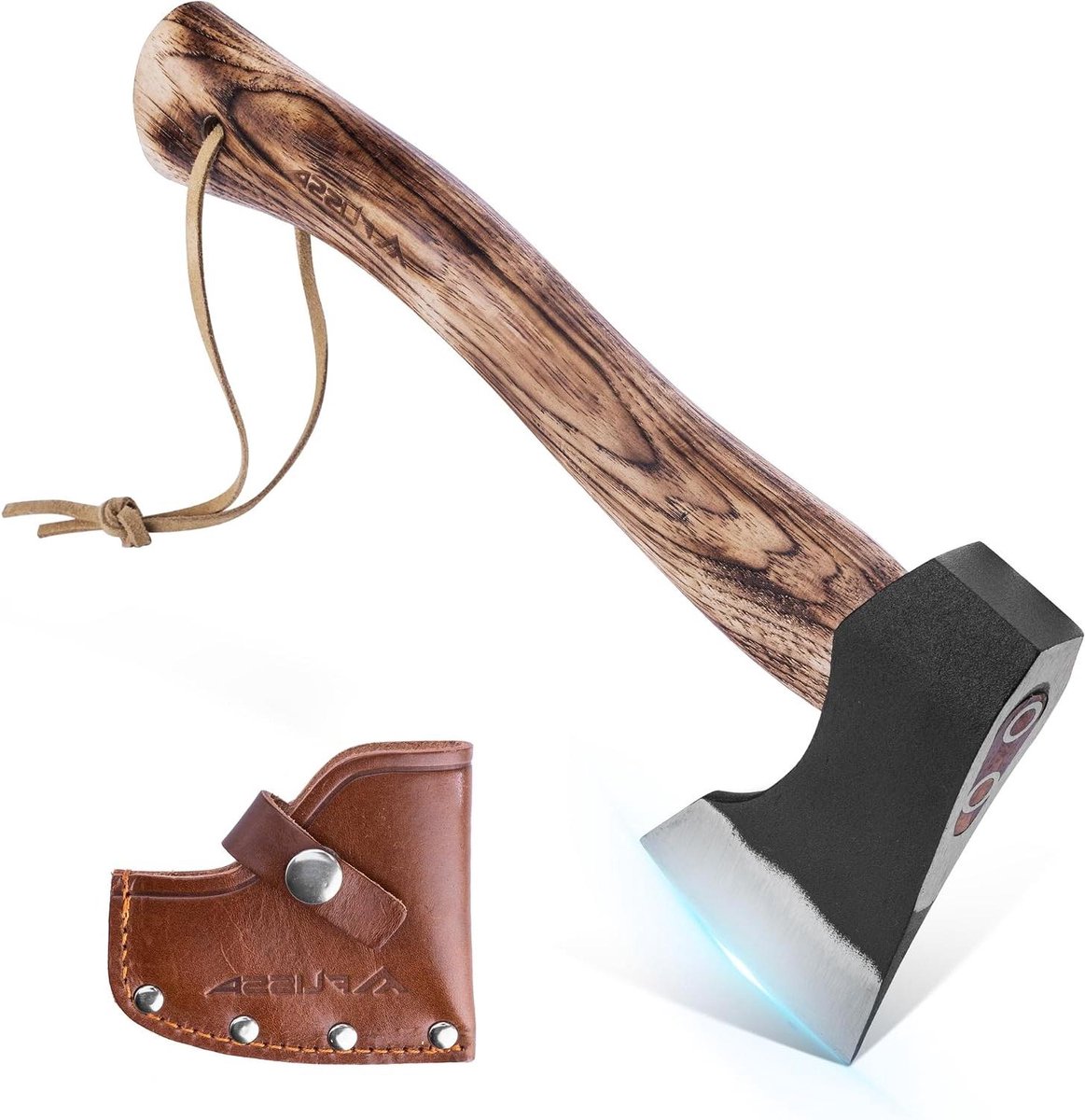 Kampeerbijl met schede - Outdoor bijl - Hout splijten - Ergonomisch handvat - 31 cm - Bruin