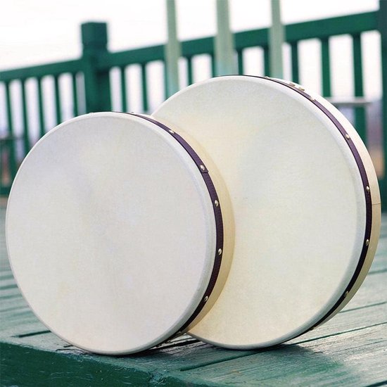 Handtrommel - Ocean drum - Muziek maken - Uniek ontwerp - 16/18 Inch - Houtkleur — afbeelding 2