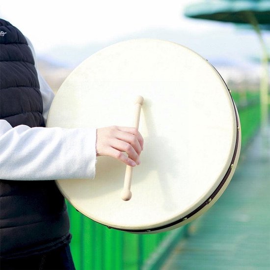 Handtrommel - Ocean drum - Muziek maken - Uniek ontwerp - 16/18 Inch - Houtkleur — afbeelding 4