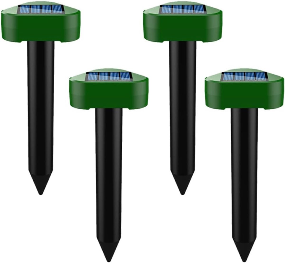 4x Mollenverjager op zonne-energie, ultrasone mollenverjager, verjager tegen woelmuizen, mollen, ongediertebestrijding voor de tuin