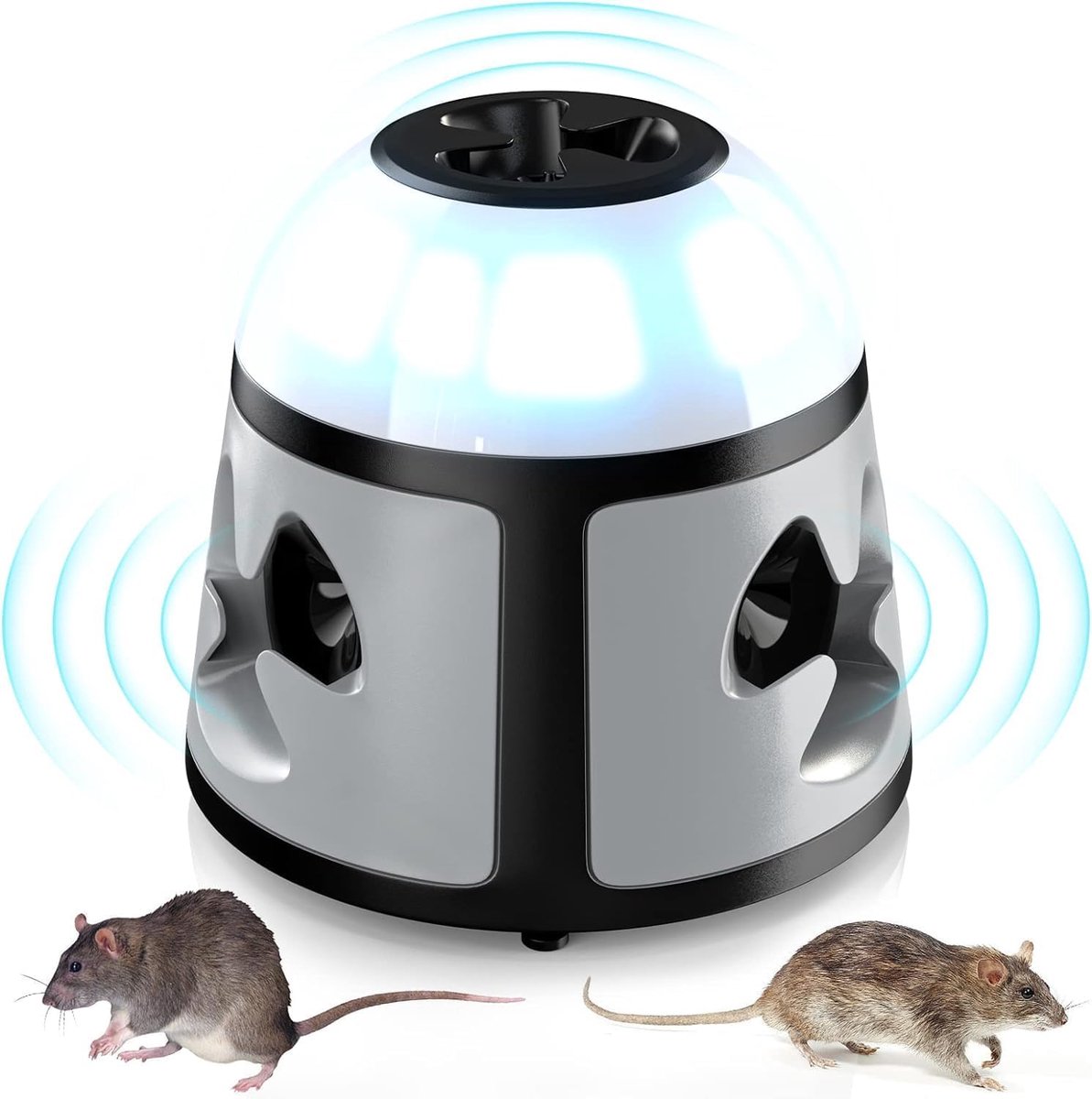 Professionele ultrasone muizen en ratten, 360 graden, ultrasoon afweermiddel tegen knaagdieren en ratten, muizen, woeldieren en loirs