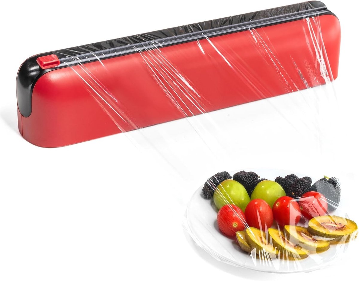 Praktische Wandmontage Dispenser en Snijder voor Magnetische Folie - Herbruikbare Aluminium Dispenser voor Keuken, Inclusief 1 x 50 m Plastic Wrap, Ideaal voor Organisatie en Gemak
