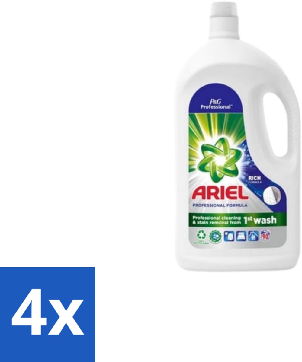 4 x Ariel – Vloeibaar Wasmiddel – Professional Regular - 90 wasbeurten - 4,05 L - Wasmiddel - Witte Was - Vlekken Verwijderen - Reiniging - Schone Was