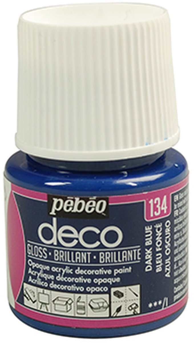 Verf donkerblauw - acryl glanzend - 45 ml - Pébéo