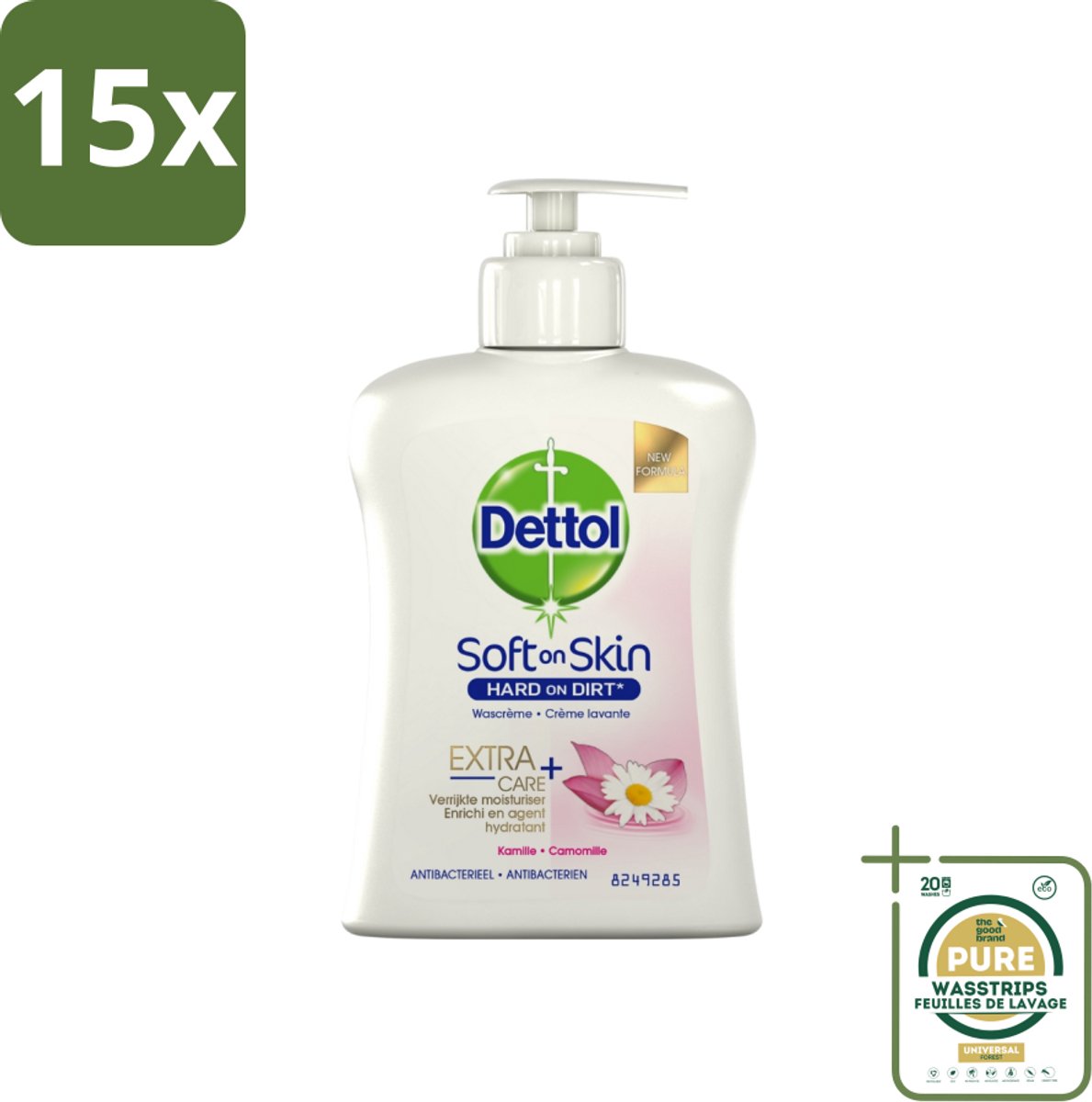 15 x Dettol - Handzeep - Antibacterieel - Hydraterend - Kamille - 250 ml - Grootverpakking - Handzeep - Antibacterieel - Hydraterend - Kamille - Handwas