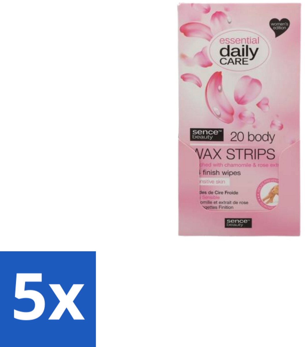 5 x Sence – Wax Strips – Lichaam – Ontharing – 20 Strips - Ontharing - Wax Strips - Lichaam - Gevoelige Huid - Kamille