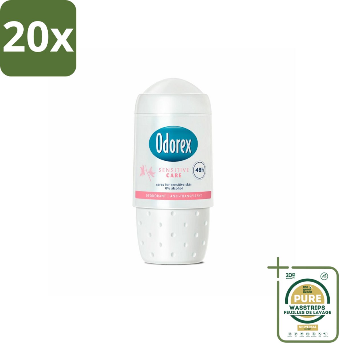 20 x Odorex Deodorant Roller Sensitive Care 50 ml - Grootverpakking - Gevoelige Huid - Deodorant - Roll-on - Huidvriendelijk - Alcoholvrij