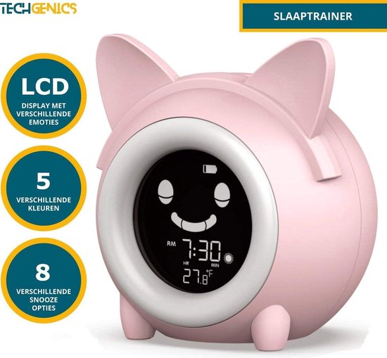 Slaaptrainer Kinderwekker - Slaaphulp Nachtlamp - Kind Leren Slapen - 5 Kleuren Instelbaar - 4 Helderheidsniveaus - Roze — afbeelding 5
