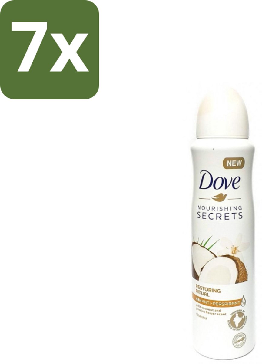 7 x Dove – Deodorant Spray – Restoring Ritual Cocos & Jasmijn – 150 ml - Deodorant Spray - Kokos En Jasmijn - Alcoholvrije Deodorant - Huidverzorging - Okselverzorging