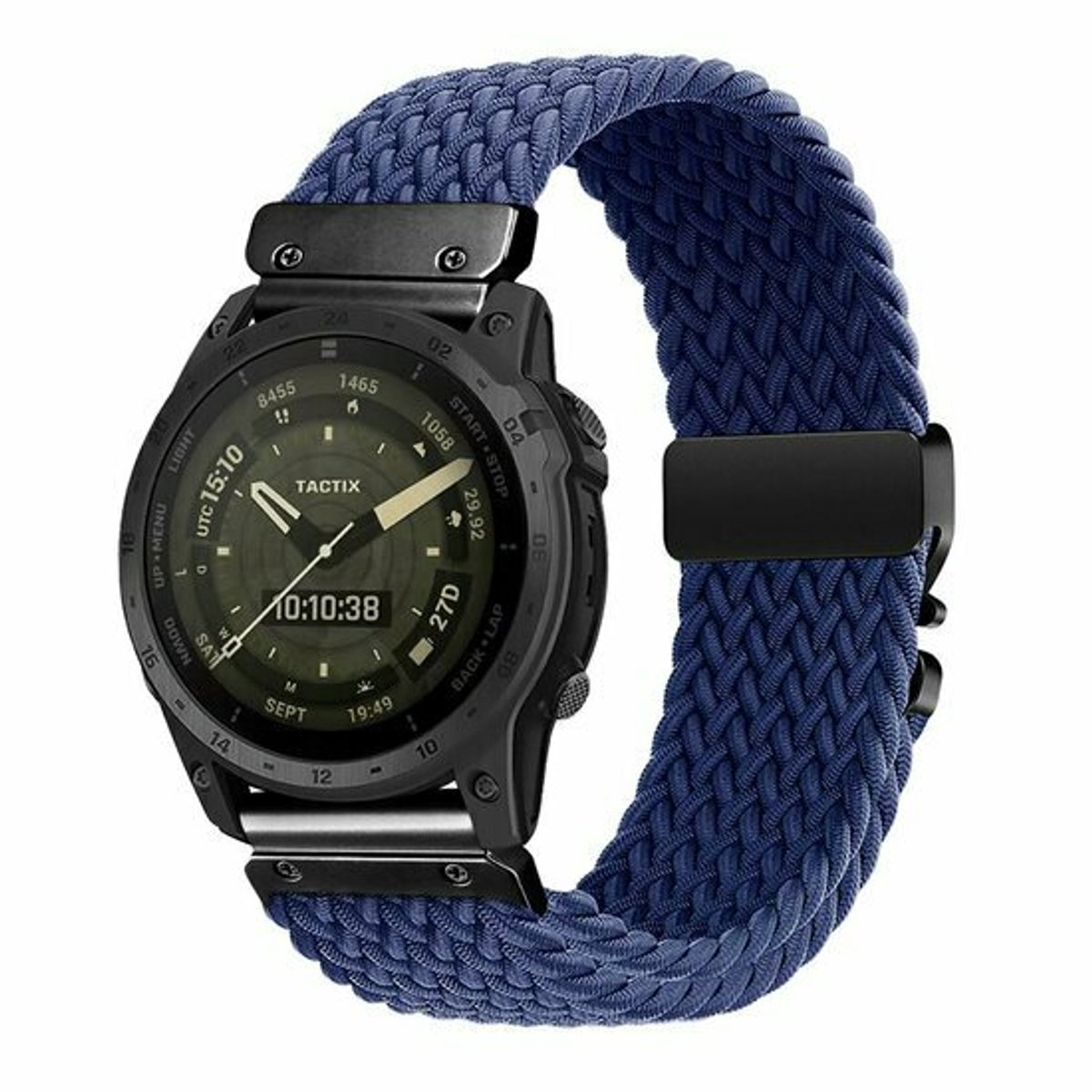 By Qubix - Geschikt voor Garmin bandje - 20mm Quickfit - Braided nylon band met parachute sluiting - Blauw - Geschikt voor Garmin Fenix 9 / 9 pro - 43mm