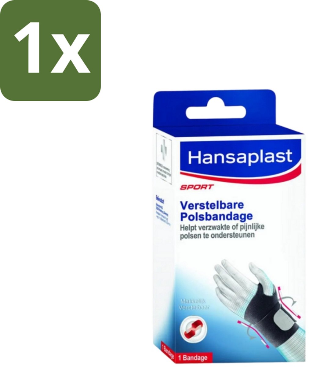 1 x Hansaplast – Sport Polsbandage – Verstelbaar – Universele Maat - Polsbandage Sport - Verstelbare Polsbandage - Ondersteuning Pols - Stabiliteit Pols - Pijn Verlichting Pols