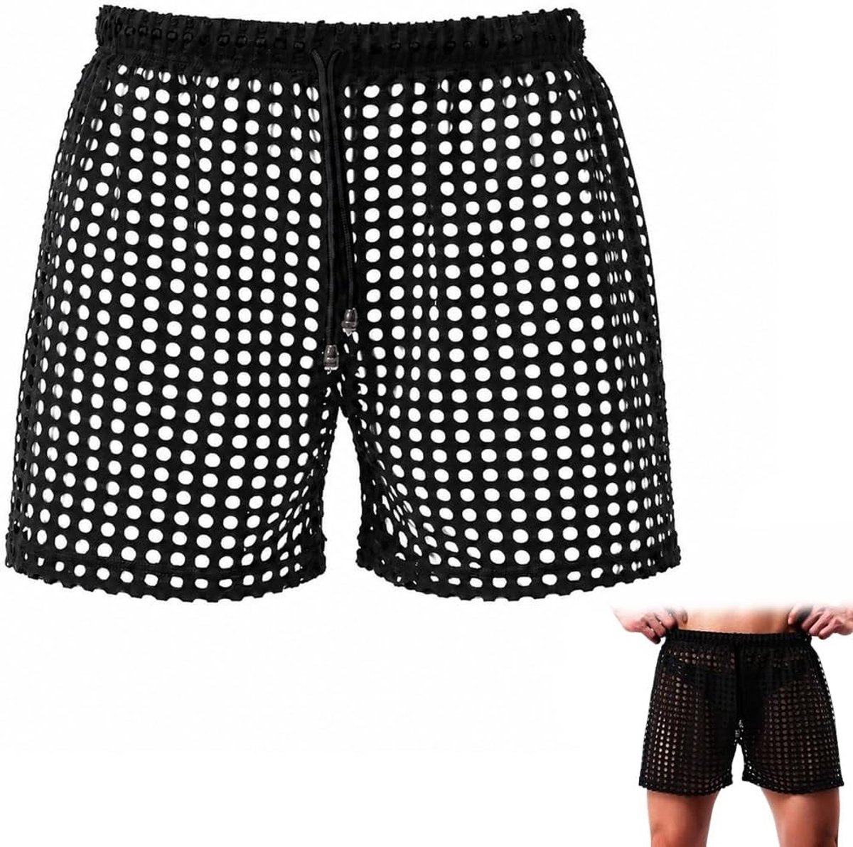 Herenboxershorts van ademend mesh, transparante casual shorts voor ultiem comfort (L)