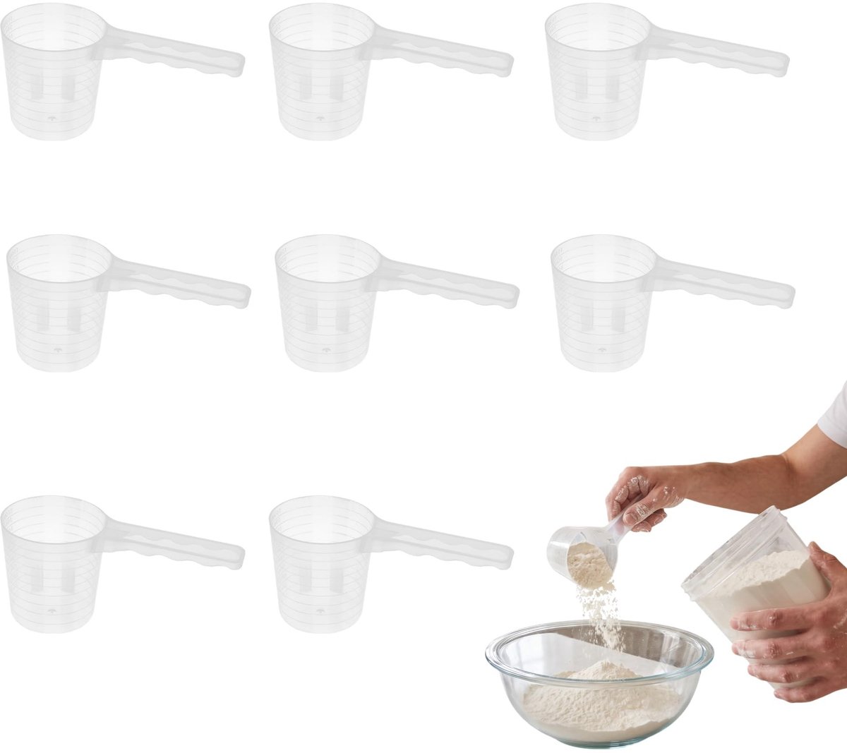 Elzusha - Set van 8 Transparante Maatlepels met Schaal