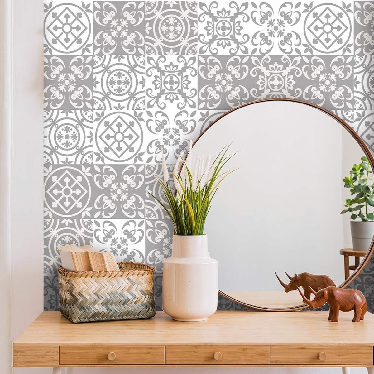 Elzusha- Muurstickers Set van 7 - Muurstickers voor Badkamer/Keuken - Muurstickers voor Meubels - Muurstickers voor Deuren - Muurstickers voor Vloeren - Eenvoudig aan te brengen en verwijderen - Wanddecoratie