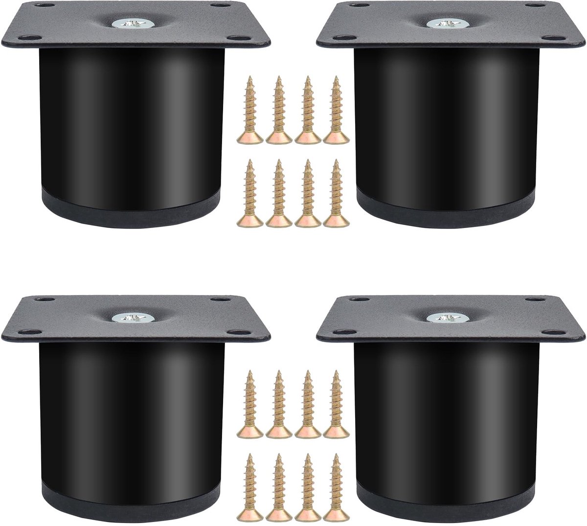 Elzusha - Set van 4 Ronde Metalen Meubelpoten 5 cm Zwart