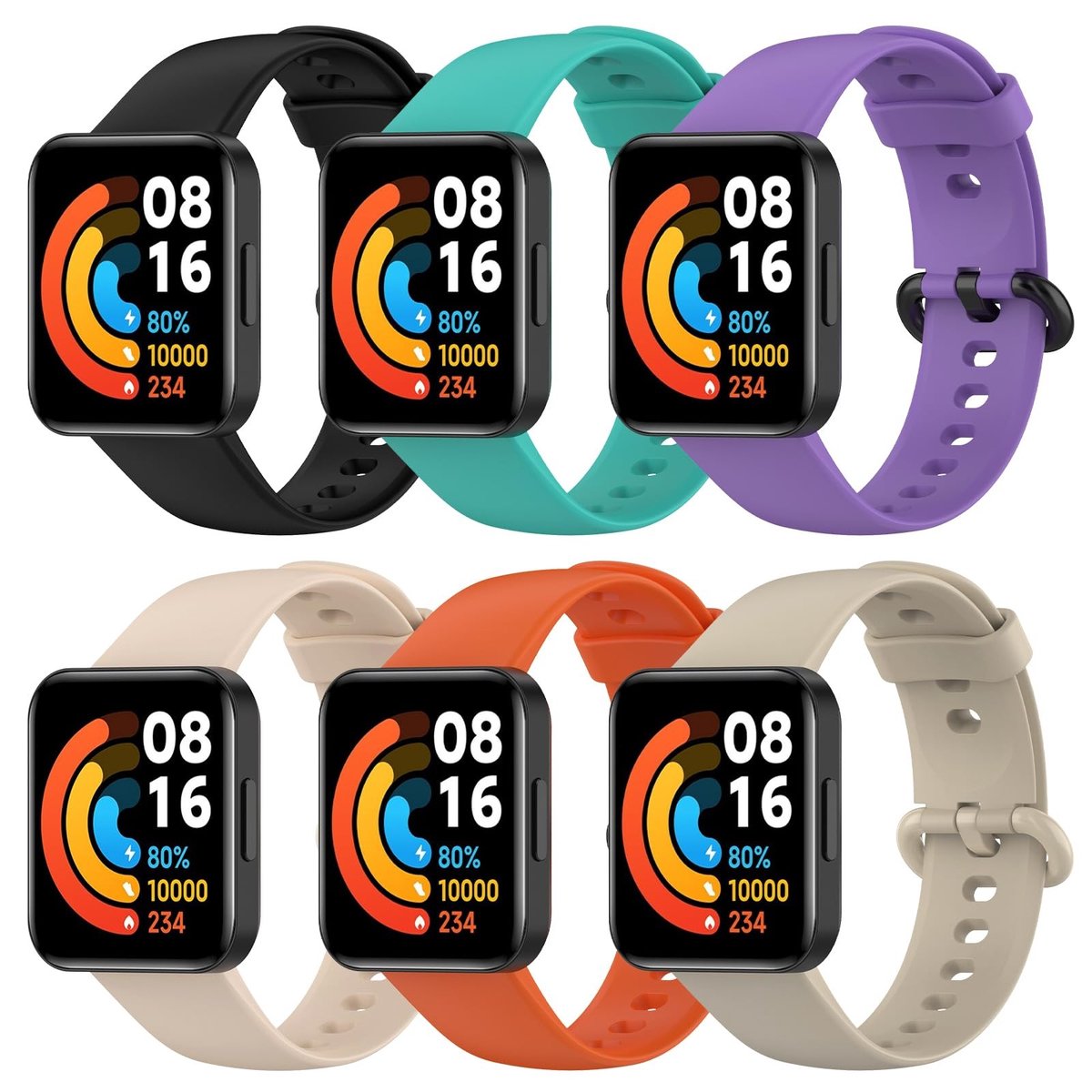 Elzusha - Horlogeband Set - 6 stuks van silicone
