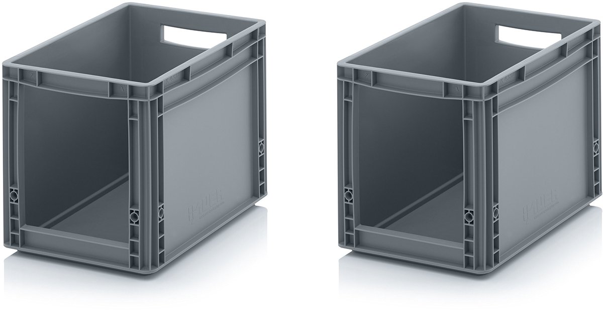 Elzusha - Euro Opbergdozen Set van 2 - 40 x 30 x 32 cm - Grijs