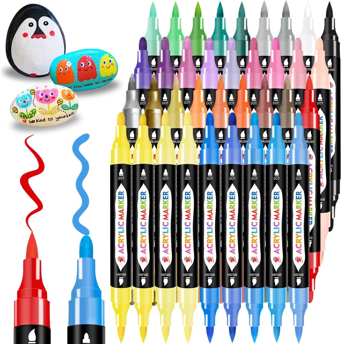 Elzusha - Set van 36 Dubbelpunt Acryl Markers voor Creatieve Projecten