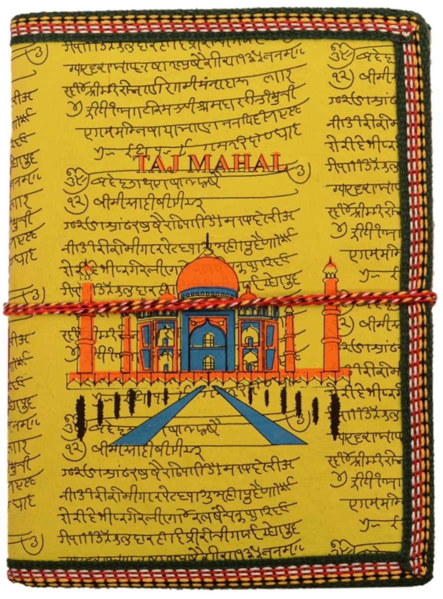 Elzusha - Handgemaakt Dagboek met 'Taj Mahal' Motief en Draadsluiting