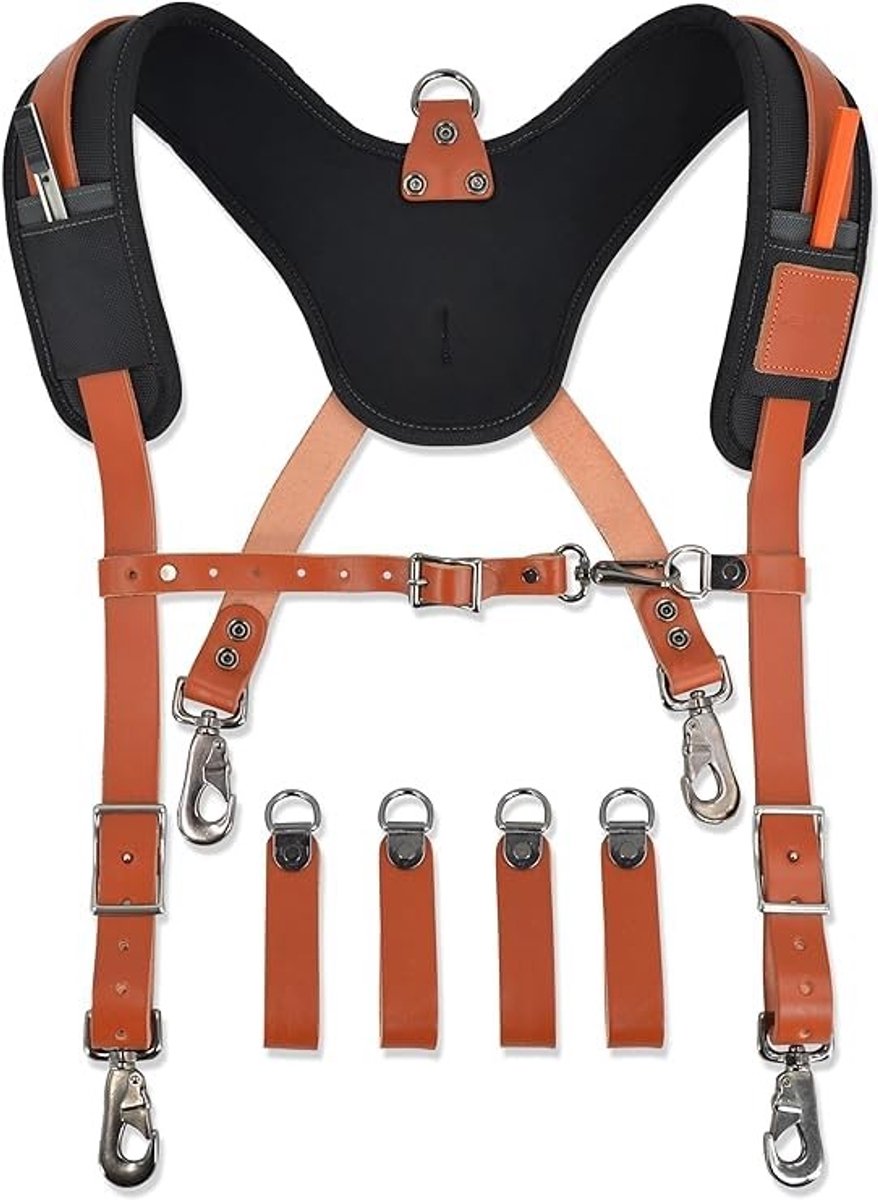 Elzusha - Comfortabele Leren Tool Belt Suspenders voor Houtbewerkers