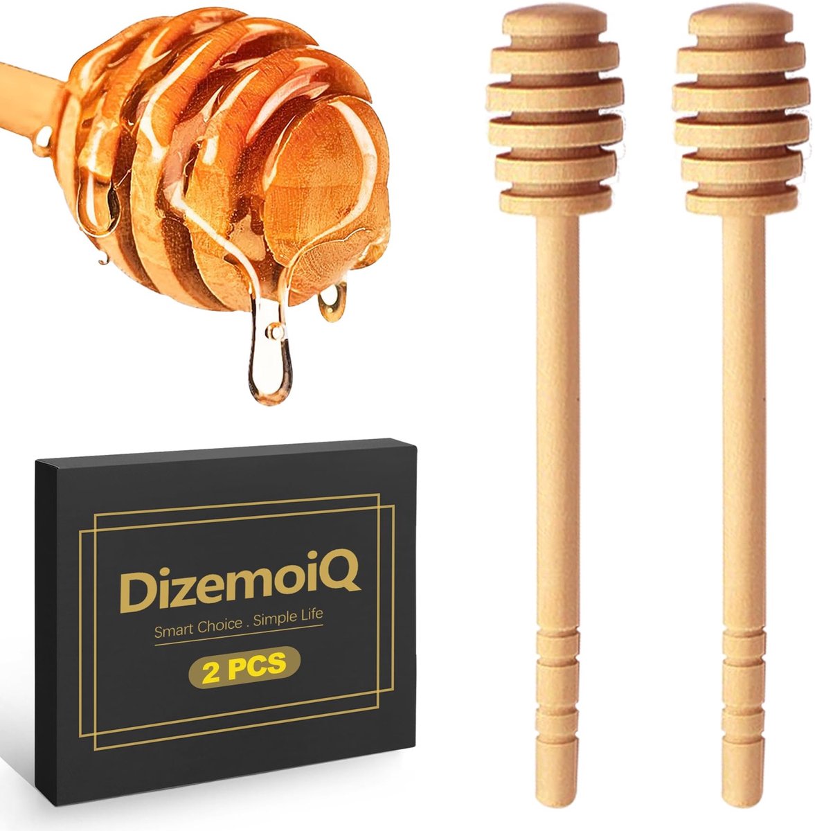 Elzusha - Set van 2 Honinglepels van Olijfhout 16 cm